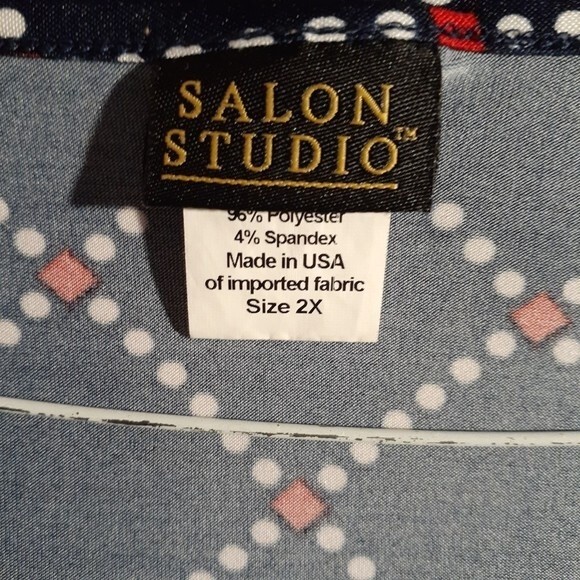 salon Studio navy blue knit top shirt 2x xxl tunic blouse - Picture 5 of 5